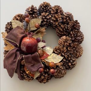 Gold and pine cone indoor fall wreath